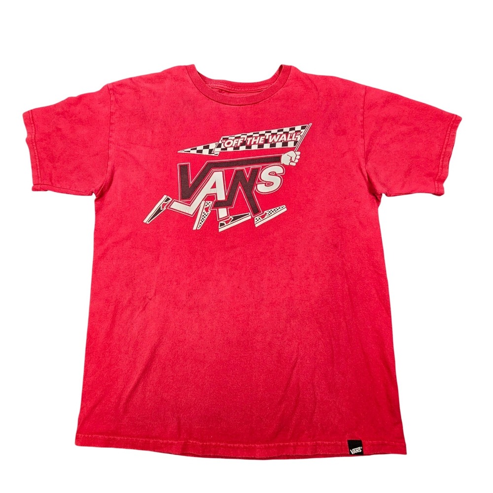 Vans Off The Wall Red Graphic T-Shirt Mens Medium Running Logo Skate Streetwear